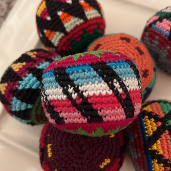 Hand Made Guatemalan Hacky Sacks, Set of Eight. Assorted colors and designs. - Picture 3 of 3